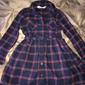 H&M plaid Collared Button Up long sleeve dress 5/6